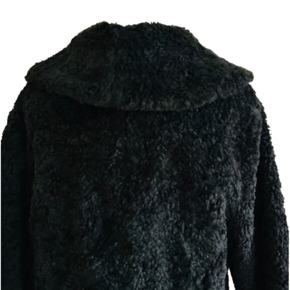 LAL Black Faux Fur Teddy Shawl Collar Pockets Jacket Coat Size Large NEW - Picture 6 of 13